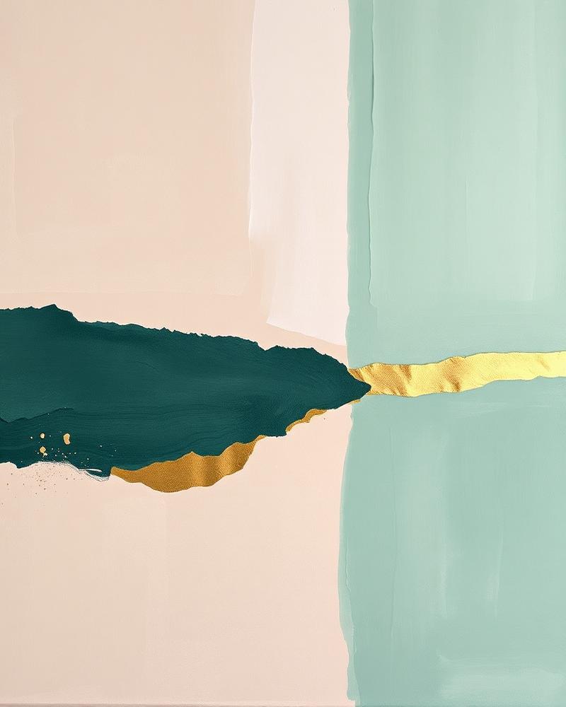 Quiet Line - Oil and gold leaf on linen